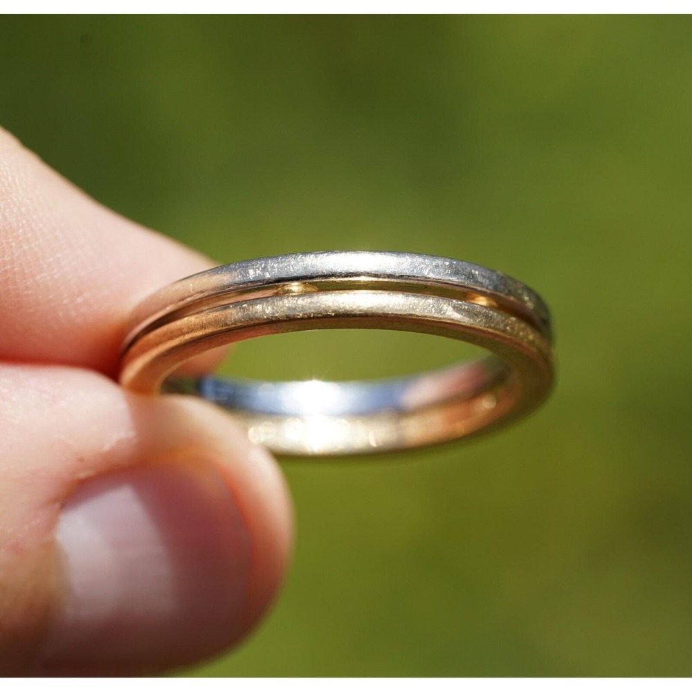 Vintage Monique Desinger 14k 585 Solid Yellow White‎ Gold Two Toned Men's Ring
